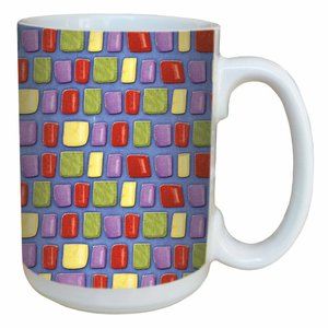 Debbie Mumm Designer Mosaic Ceramic Coffee Mug 15-oz with Large Handles